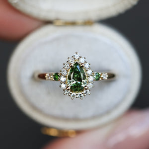 Stella's Mint | Classic Pear Cut Green Diamond Engagement Ring