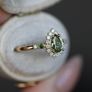 Stella's Mint | Classic Pear Cut Green Diamond Engagement Ring