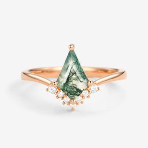Unique Moss Agate Kite Cut Classic Engagement Ring - Nimbus