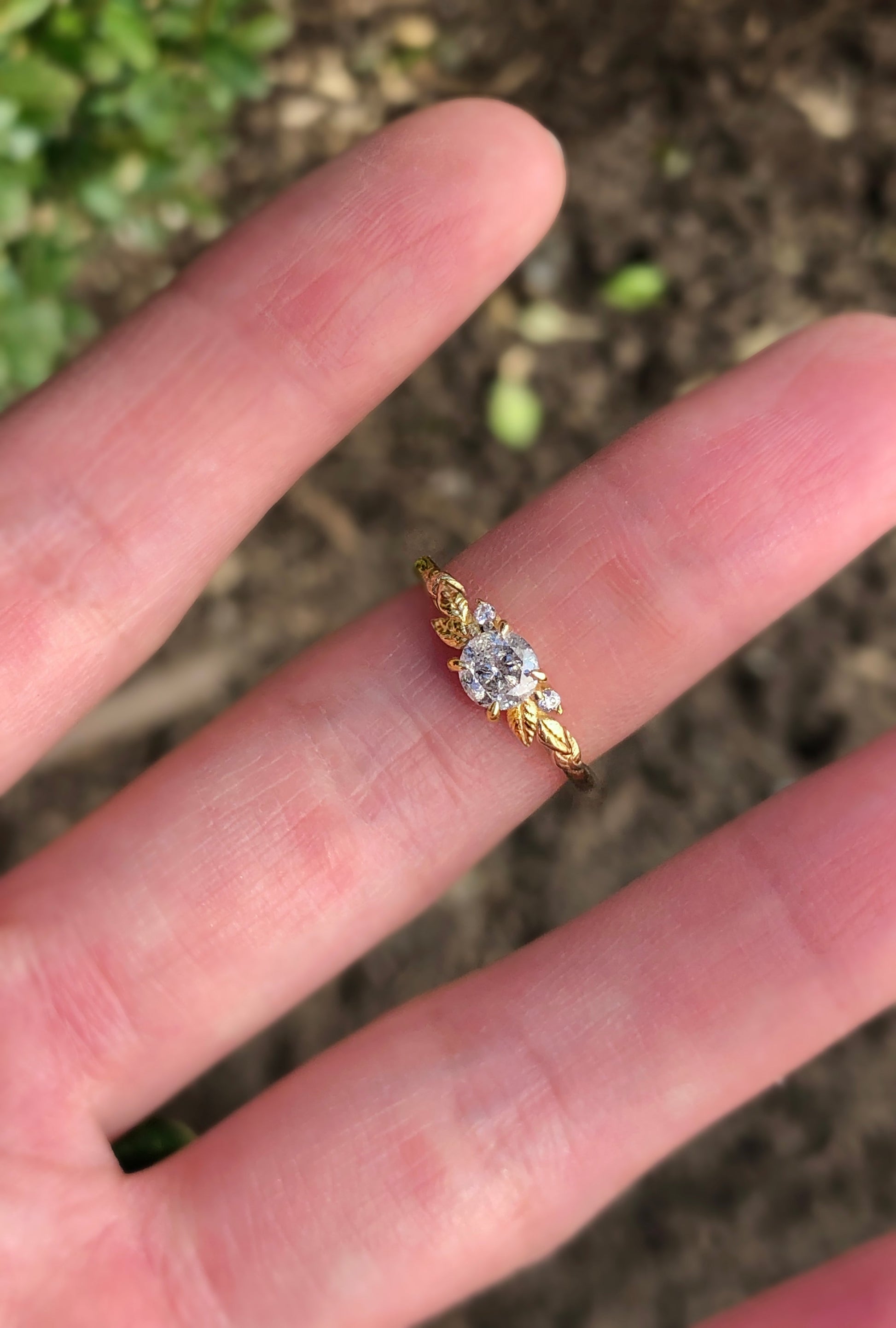 Salt and Pepper Diamond Ring, Diamond Engagement Ring