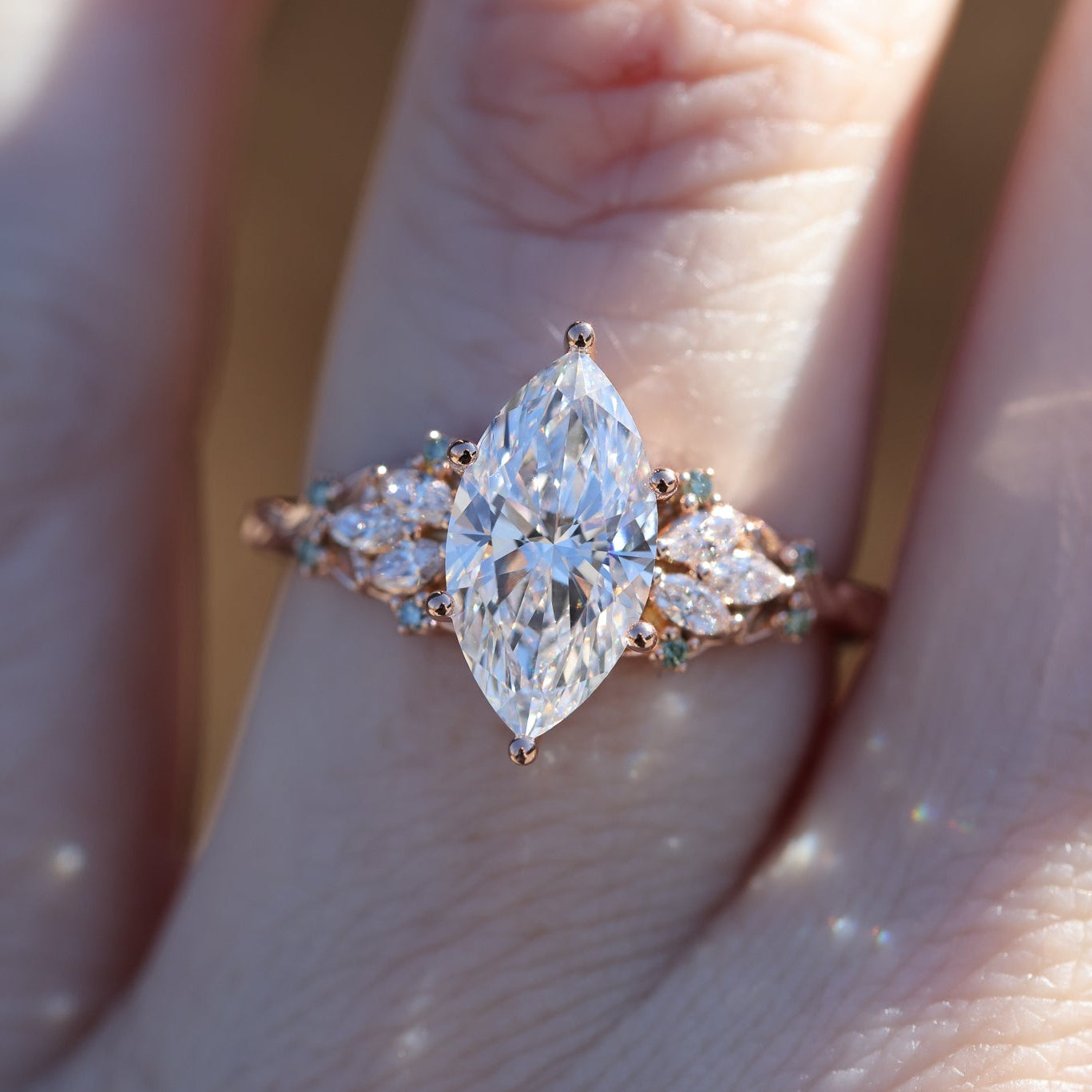 The Enchanted Garden Vine Ring With A Marquise-Cut Diamond