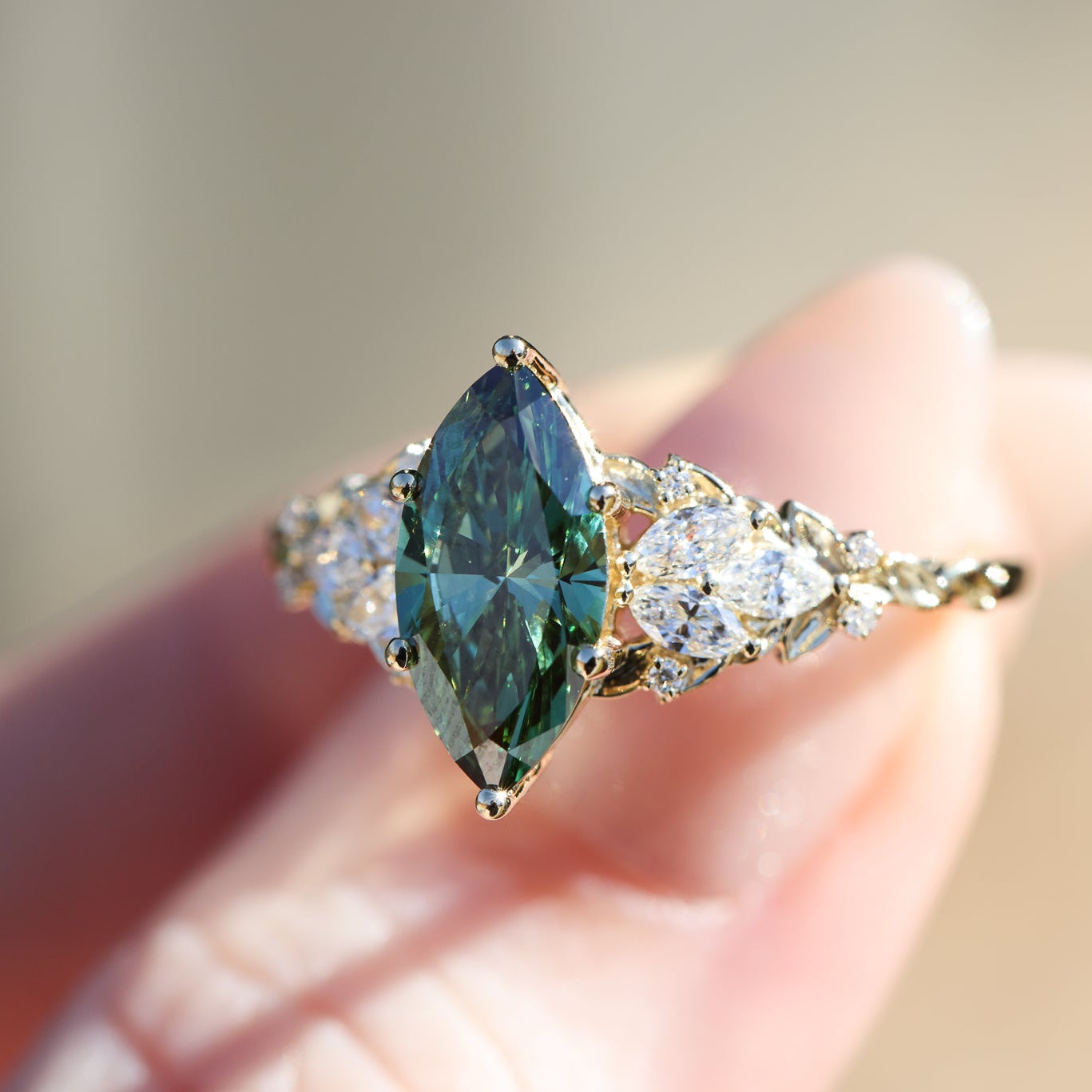 The Enchanted Garden Vine Ring With A Marquise-Cut Diamond
