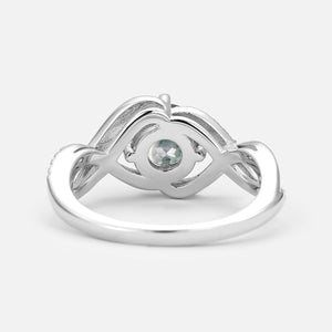 Classic Infinity Round Cut Moss Agate Engagement Ring