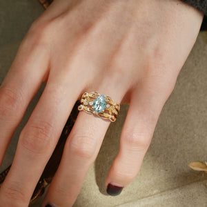 Felicity Moss Agate & Moissanite Vine Engagement Ring Set 2pcs