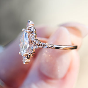 Aurora Swirl Diamond Ring in Filigree Setting