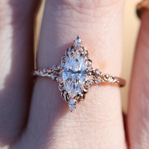 Aurora Swirl Diamond Ring in Filigree Setting