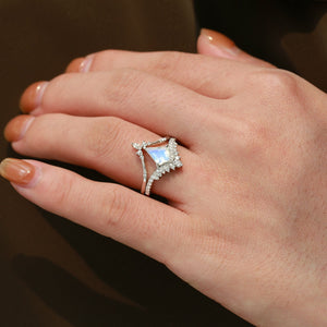 1.5ct Cluster Moss Agate Ring Set 2pcs