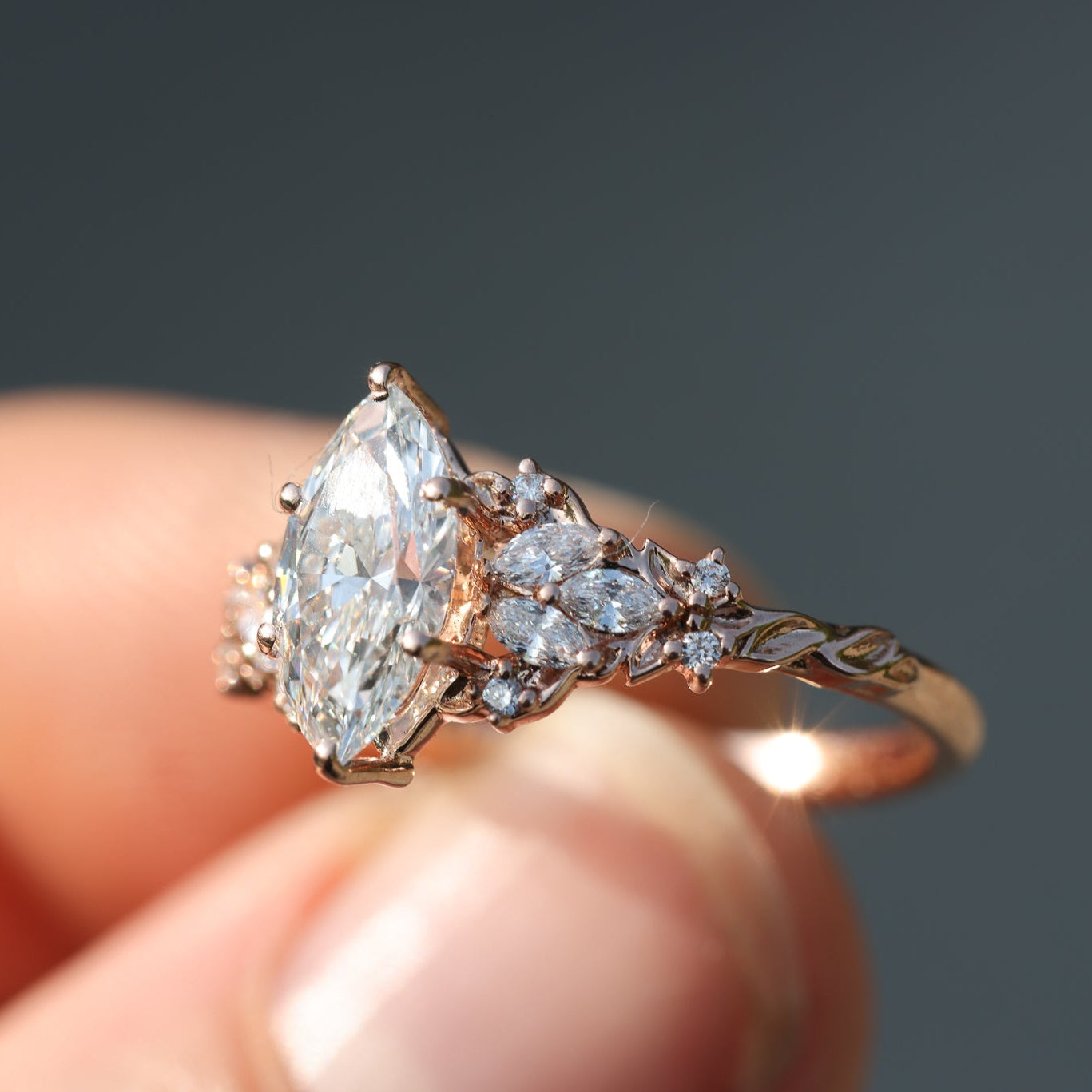The Enchanted Garden Vine Ring With A Marquise-Cut Diamond