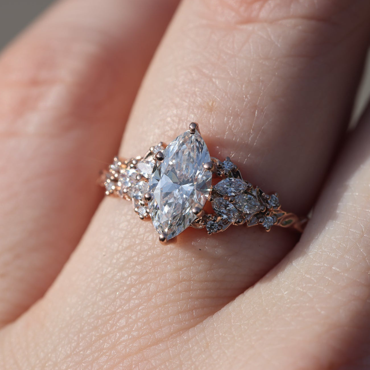 The Enchanted Garden Vine Ring With A Marquise-Cut Diamond