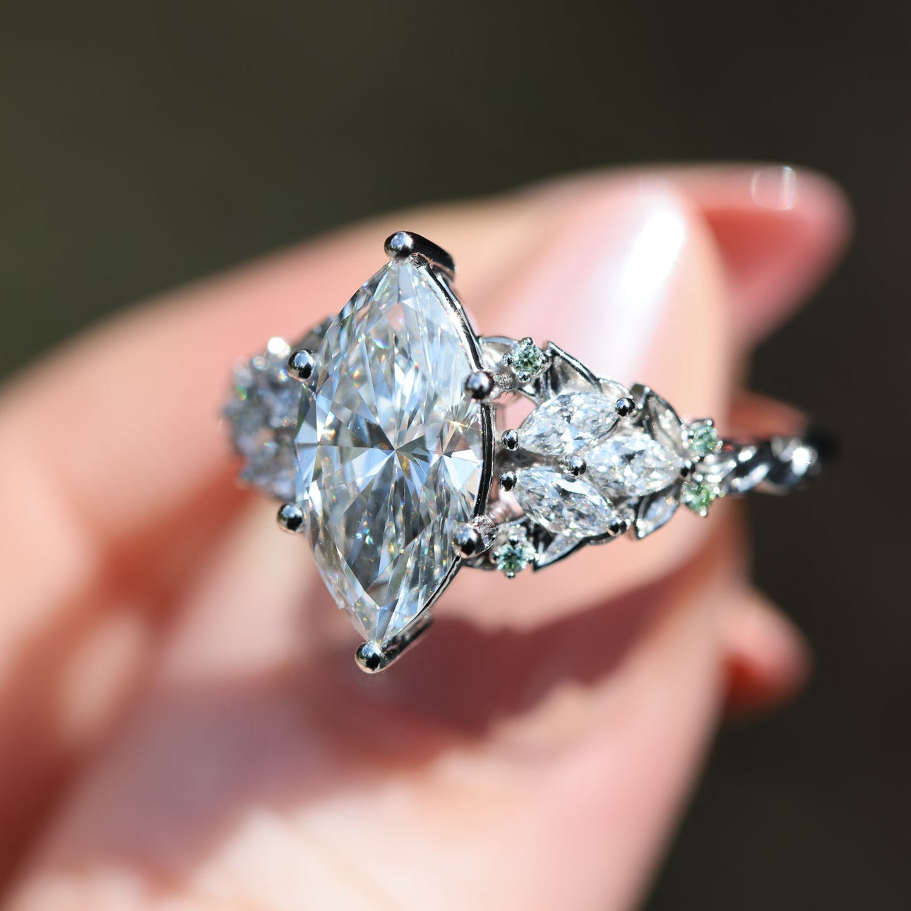 The Enchanted Garden Vine Ring With A Marquise-Cut Diamond