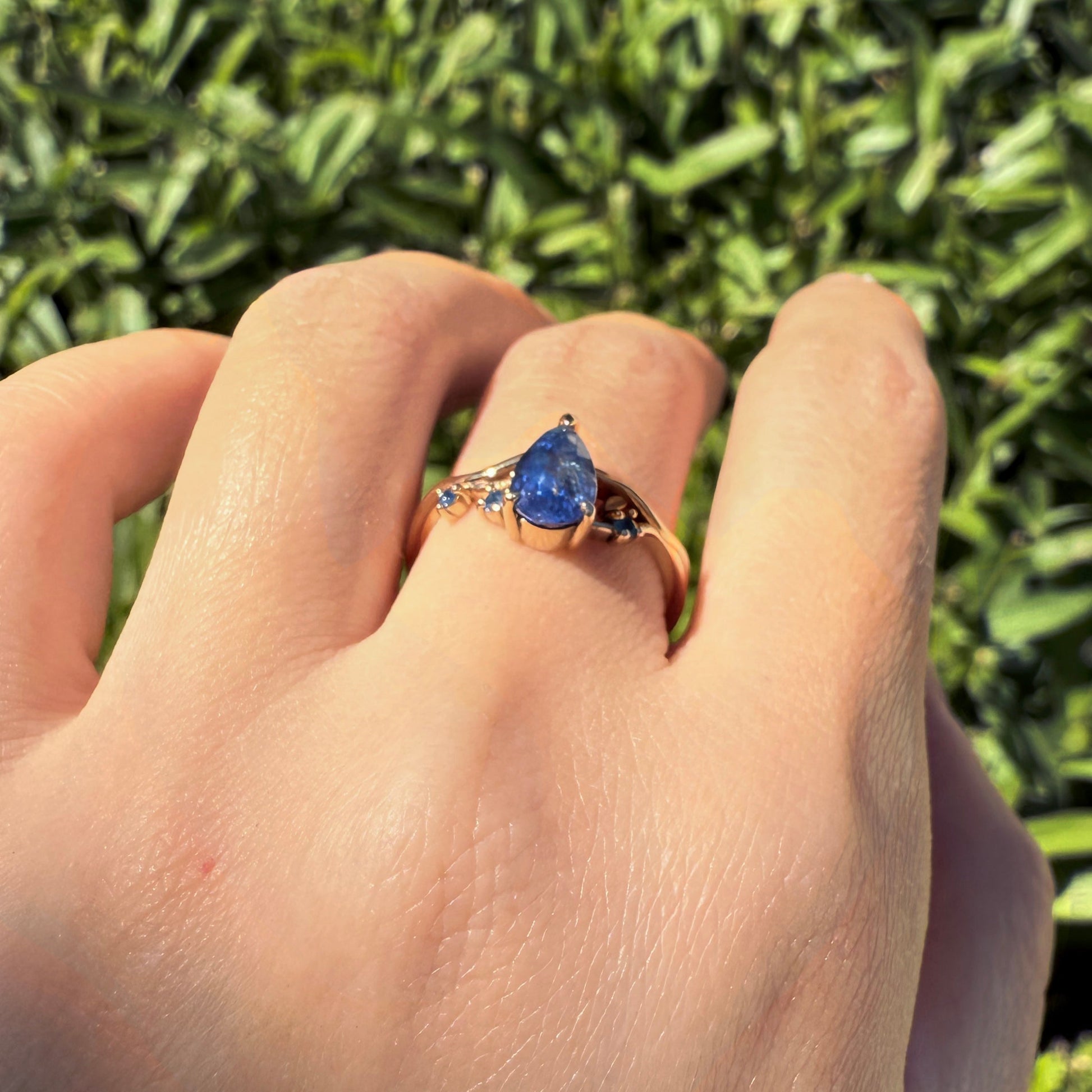 Athena 2CT Pear Cut Royal Blue Gemstone Engagement Ring