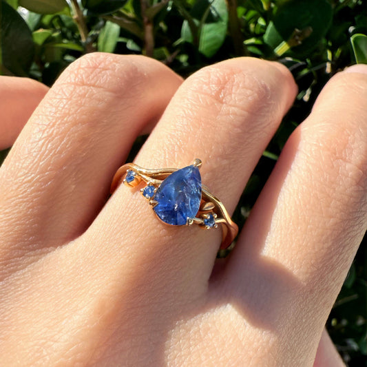 Athena 2CT Pear Cut Royal Blue Gemstone Engagement Ring