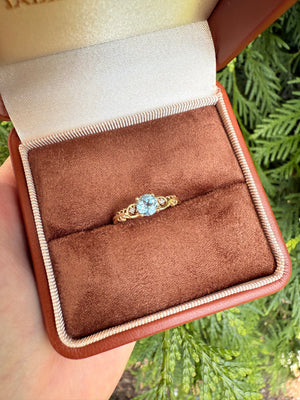 Blue Aquamarine Ring Gold, Aquamarine Engagement ring for women