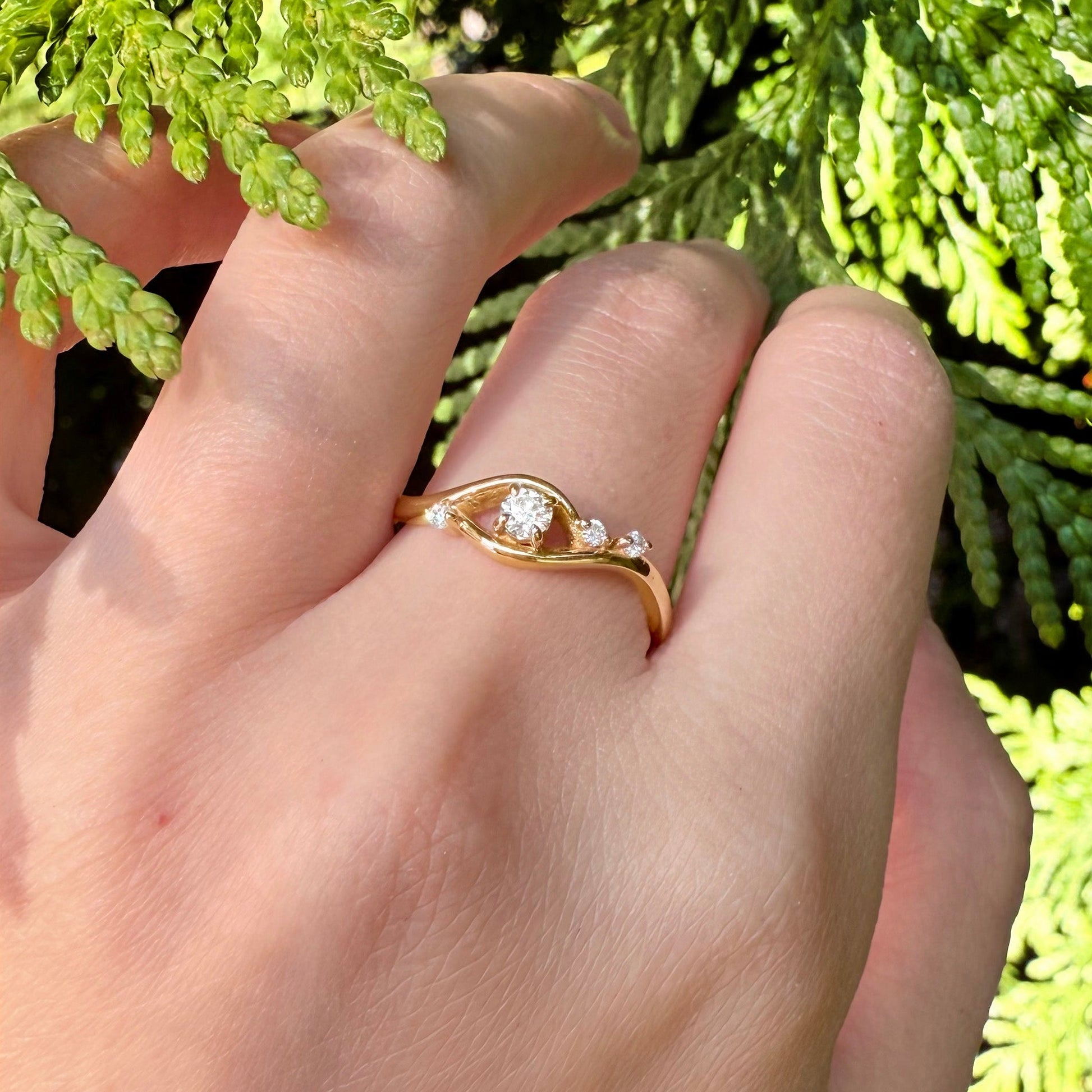 Bird's Eye 14k Gold Diamond Engagement Ring