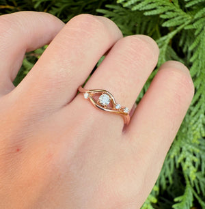 Bird's Eye 14k Gold Diamond Engagement Ring