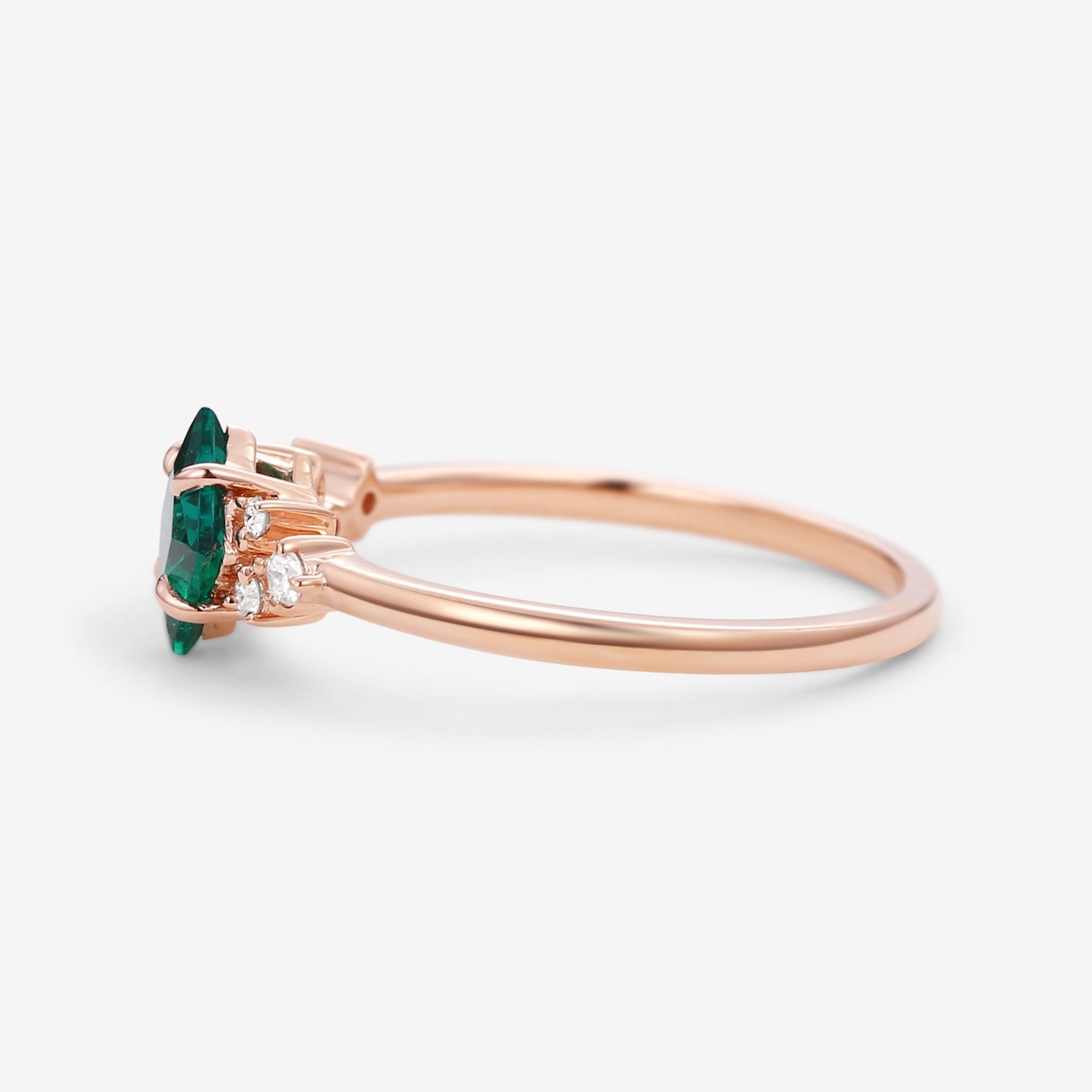 Princess Cut Moss Agate & Moissanite Rose Gold Ring