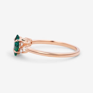 Princess Cut Moss Agate & Moissanite Rose Gold Ring