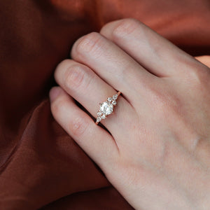1.0ct Hexagon Moss Agate Cluster Engagement Ring