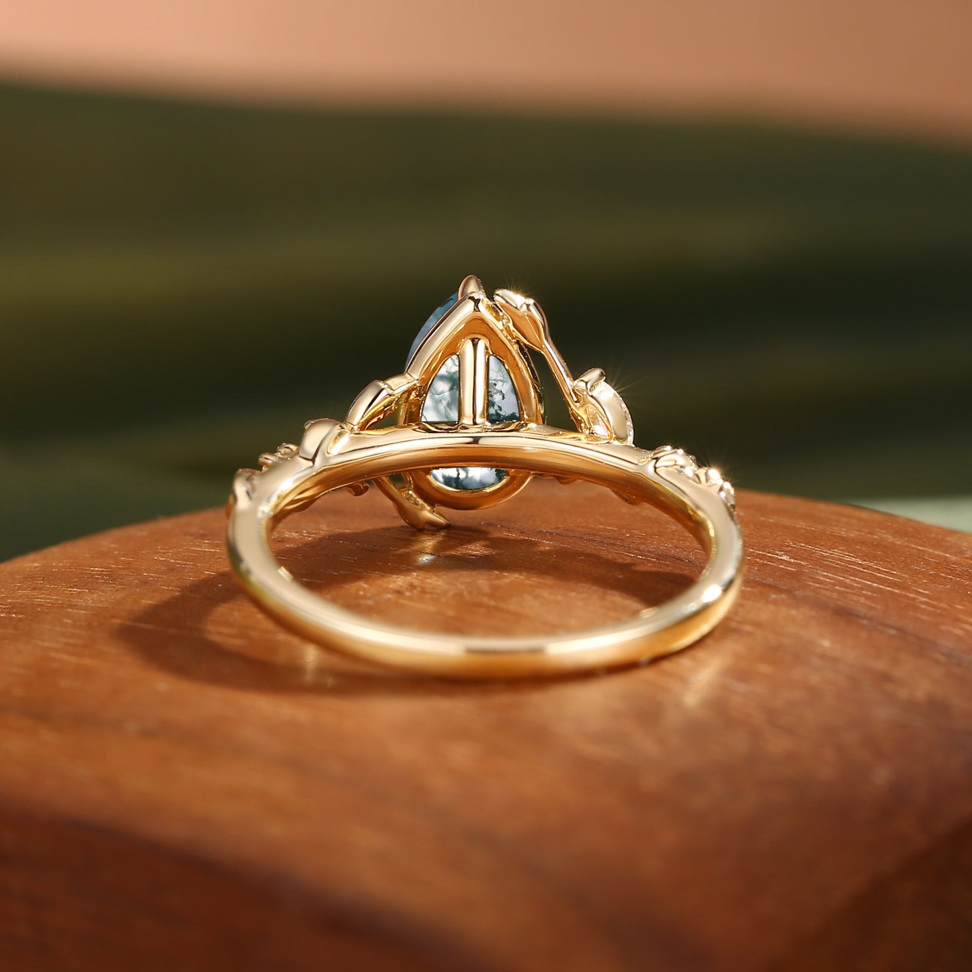 Cranberry Nature Inspired Moss Agate Engagement Ring