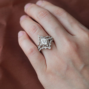 Oval Moss Agate Signature Vintage Ring Set 3pcs