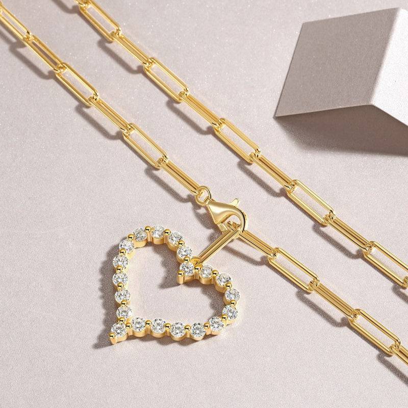Gold Heart Charm Link Pendant Necklace - Stellaradorn