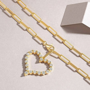 Gold Heart Charm Link Pendant Necklace - Stellaradorn