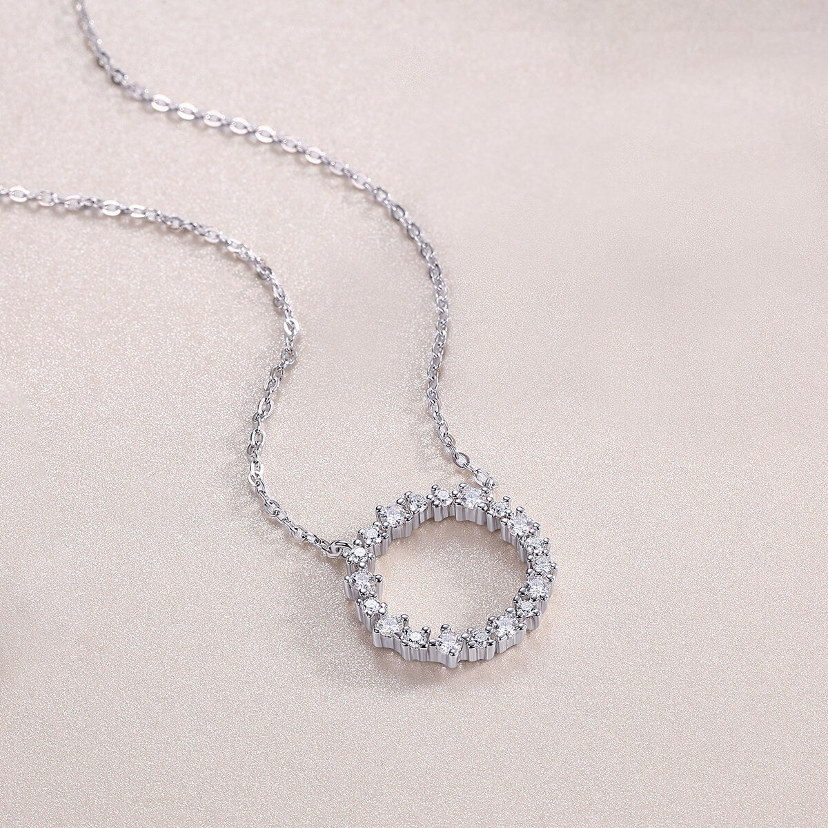 Silver Moissanite Eternity Circle Pendant