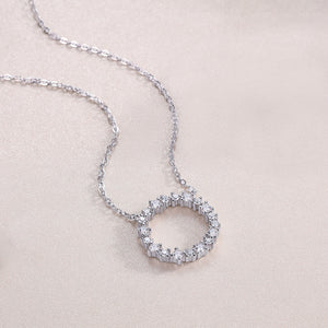 Silver Moissanite Eternity Circle Pendant