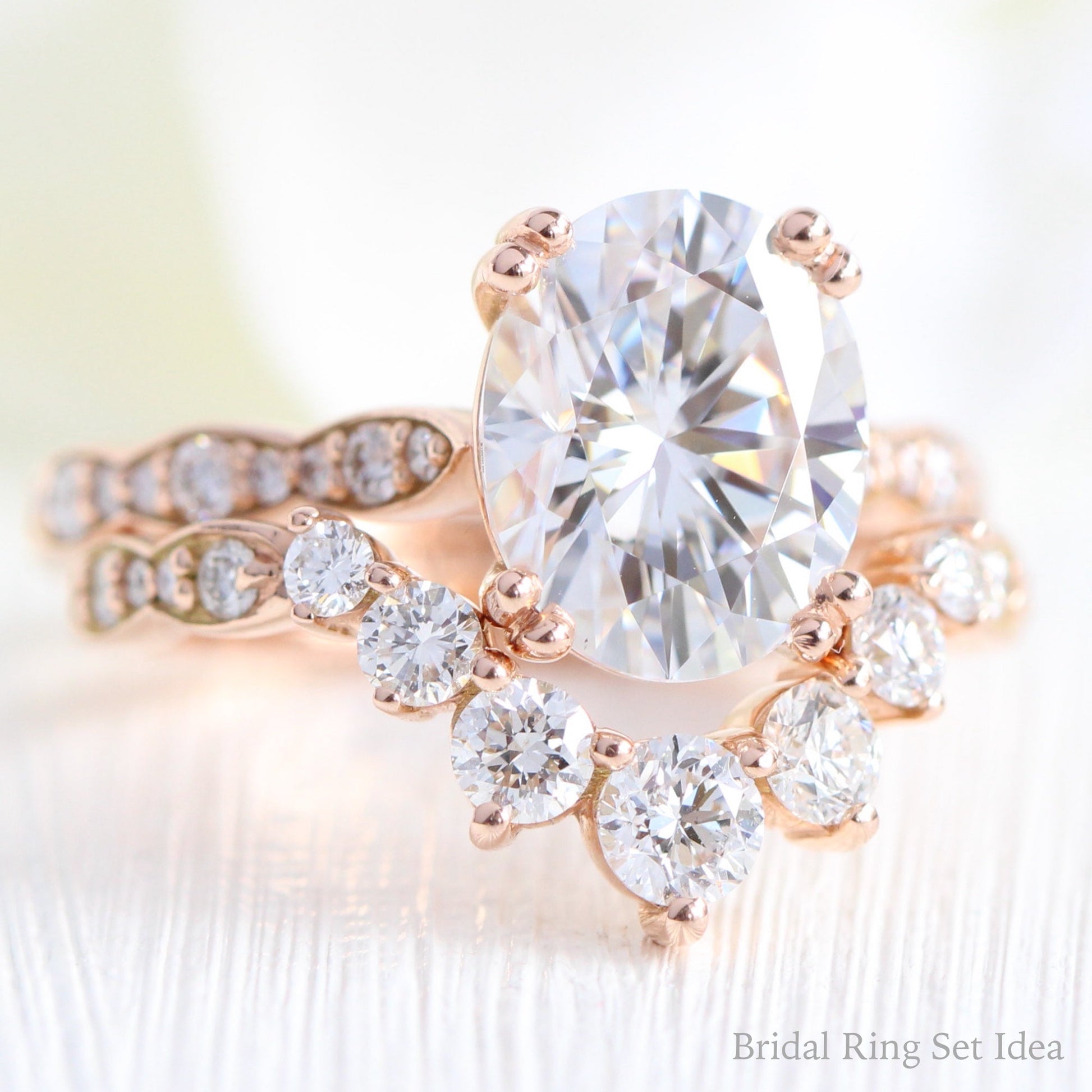 3 Ct. Large Oval Moissanite Ring in Grace Solitaire Diamond Band