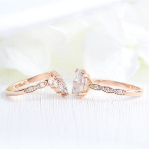 Grace Solitaire 3 Carat Oval Ring Set w/ Moissanite and Large Diamond Curved Band