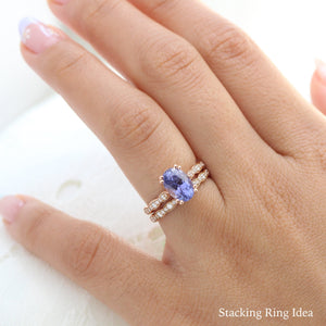 2.78 Ct. Large Purple Sapphire Ring in 14k Rose Gold Scalloped Diamond Band, Size 6.5