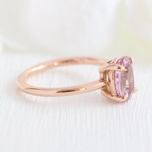 1.90 Ct Oval Lavender Sapphire Ring in 14k Rose Gold Low Profile Solitaire Ring, Size 6.25