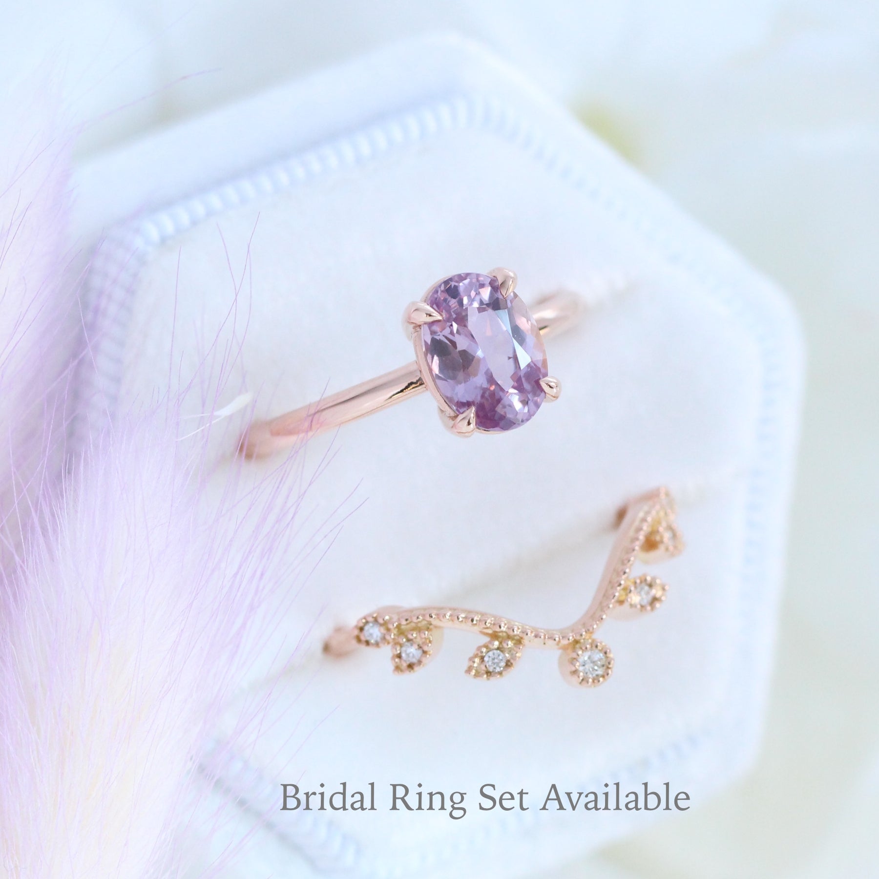 1.90 Ct Oval Lavender Sapphire Ring in 14k Rose Gold Low Profile Solitaire Ring, Size 6.25