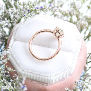 Pear Sea Foam Green Sapphire Ring in 14k Rose Gold Low Profile Solitaire Ring, Size 6.25