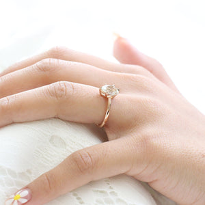 Pear Sea Foam Green Sapphire Ring in 14k Rose Gold Low Profile Solitaire Ring, Size 6.25
