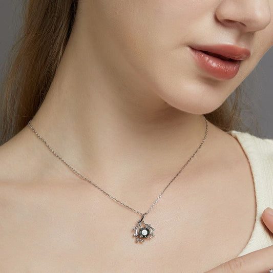 Botanical Embrace Natural Moss Agate Pendant Necklace - S925 Sterling Silver
