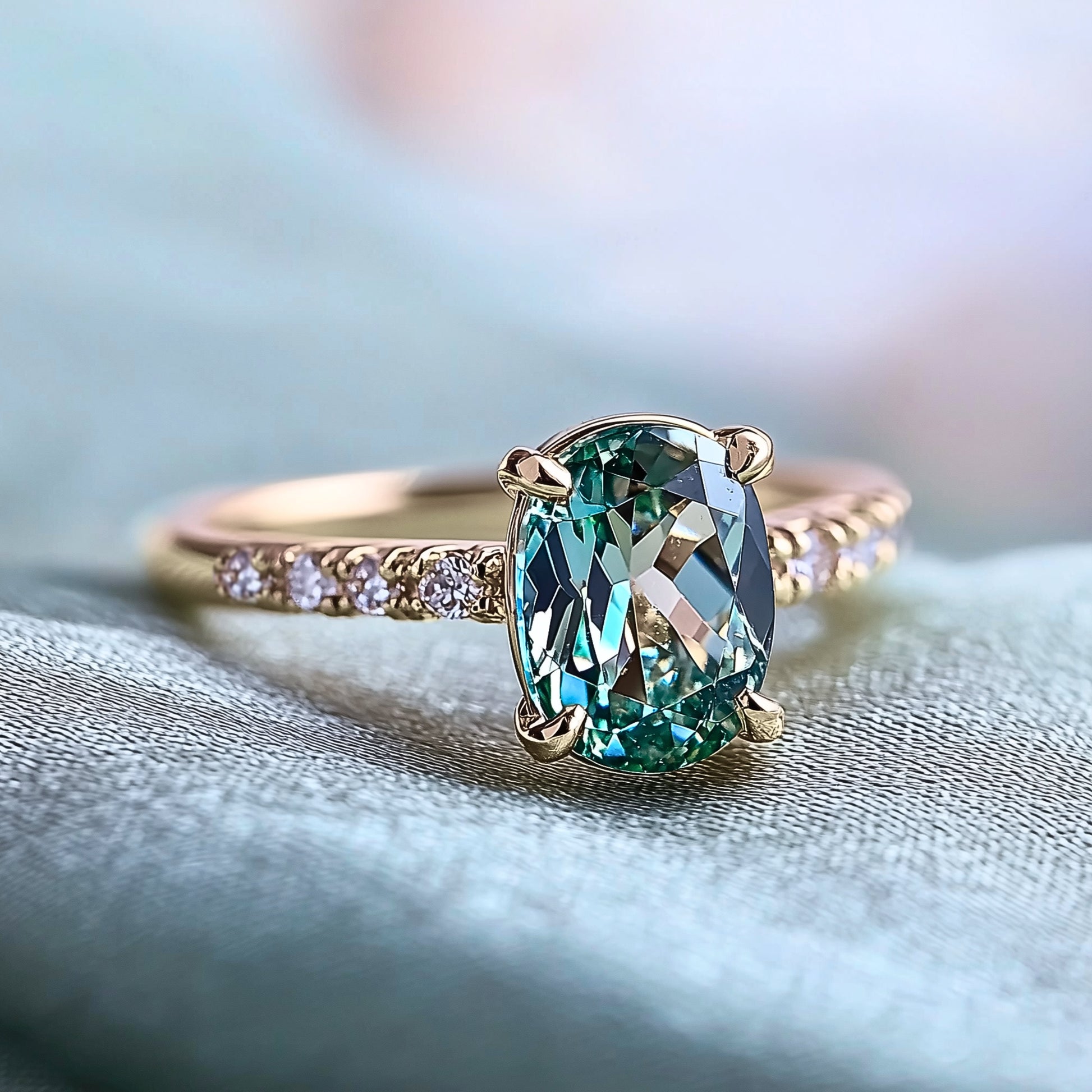 Camille 2CT Oval Cut Green Gemstone Ring