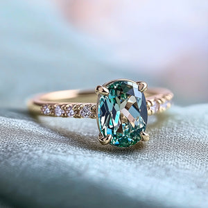 Camille 2CT Oval Cut Green Gemstone Ring