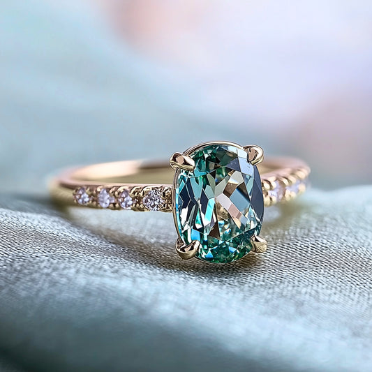 Camille 2CT Oval Cut Green Gemstone Ring