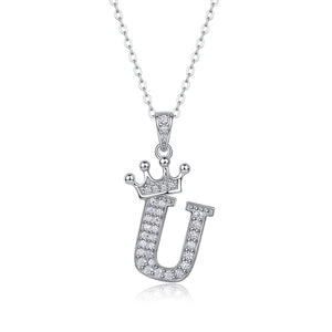 Letters Nametag Crowned Charm Necklace - Stellaradorn