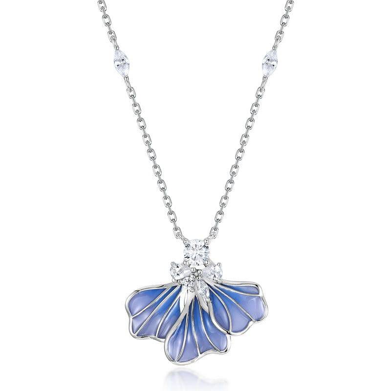 Graceful Enamel Butterfly Pendant Necklace - Stellaradorn