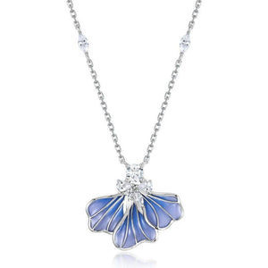 Graceful Enamel Butterfly Pendant Necklace - Stellaradorn