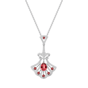 Elegant Ruby Fan Pendant Necklace - Stellaradorn