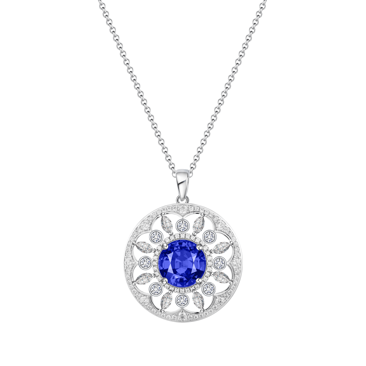 Sapphire Medallion Pendant Neckalce - Stellaradorn