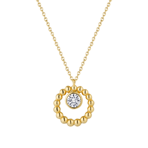 Classic Gold Round Pendant Necklace - Stellaradorn