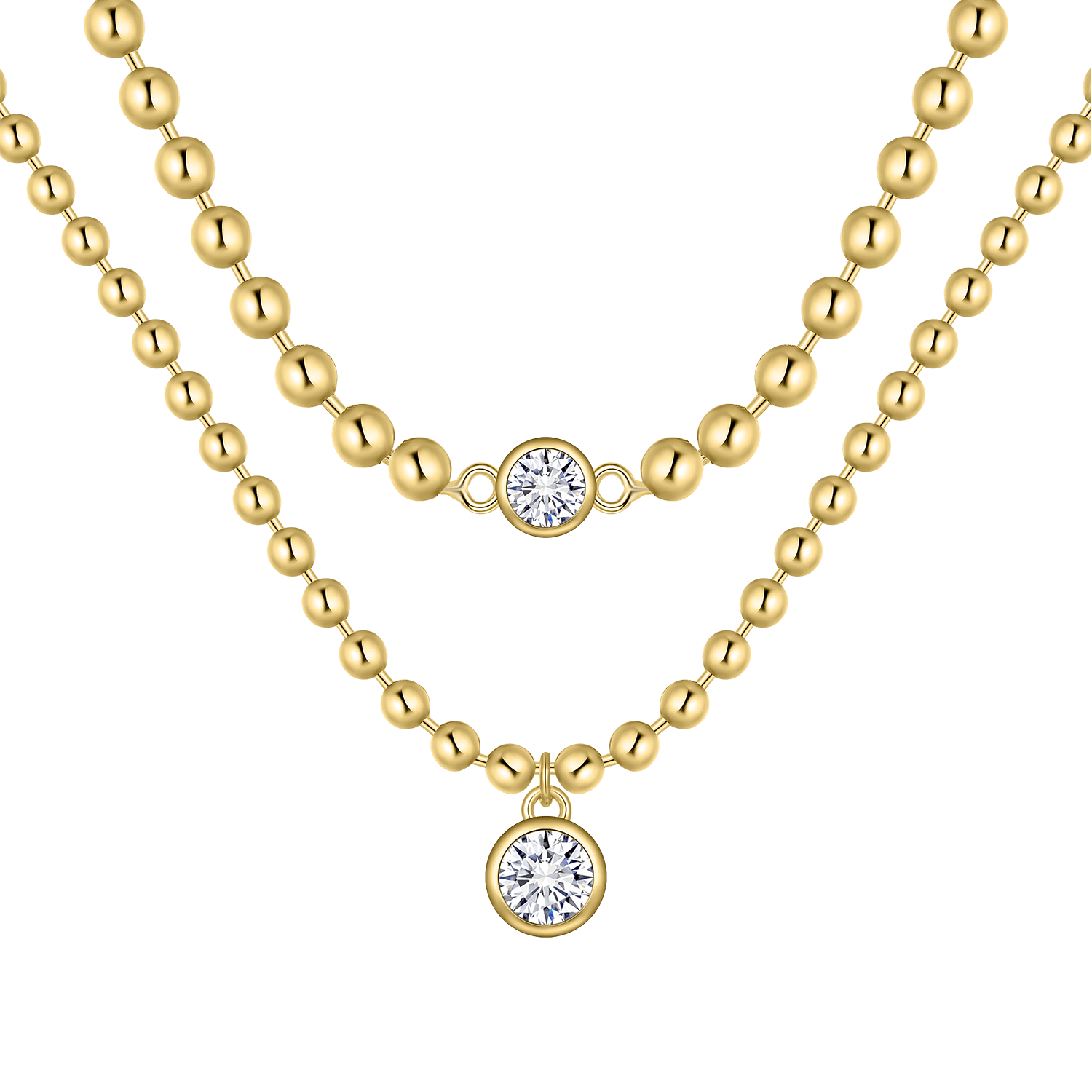 Double-Layer Gold Bead Necklace - Stellaradorn