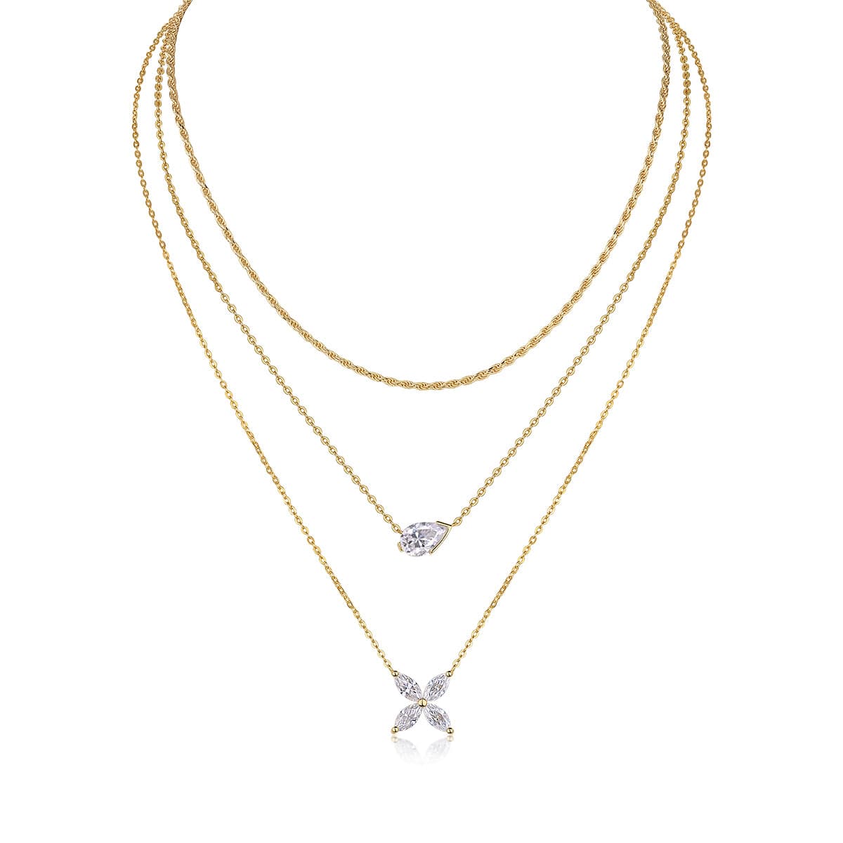 Triple-Layer Sparkling Pendant Necklace - Stellaradorn