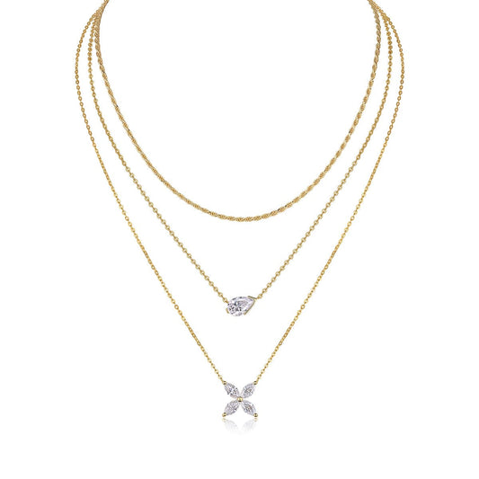 Triple-Layer Sparkling Pendant Necklace - Stellaradorn