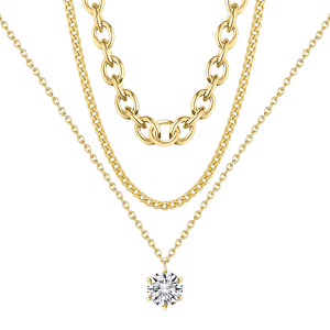 Multi-Layer Gold Solitaire Statement Necklace - Stellaradorn
