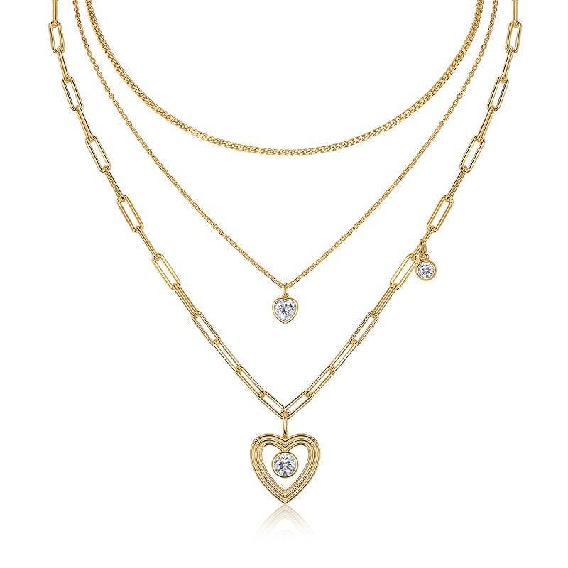 Layered Heart Charm Necklace - Stellaradorn